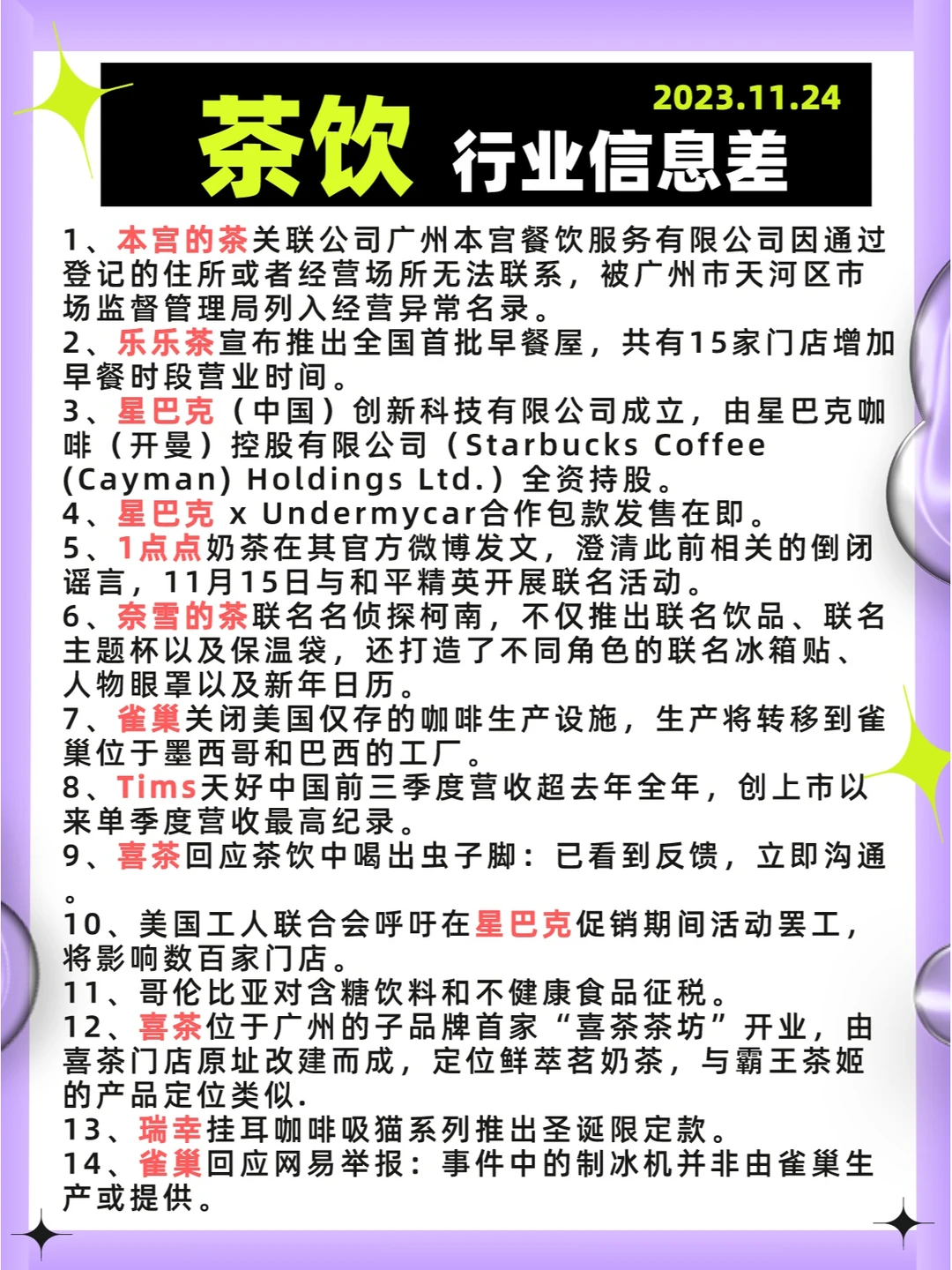 行业信息差· 茶饮