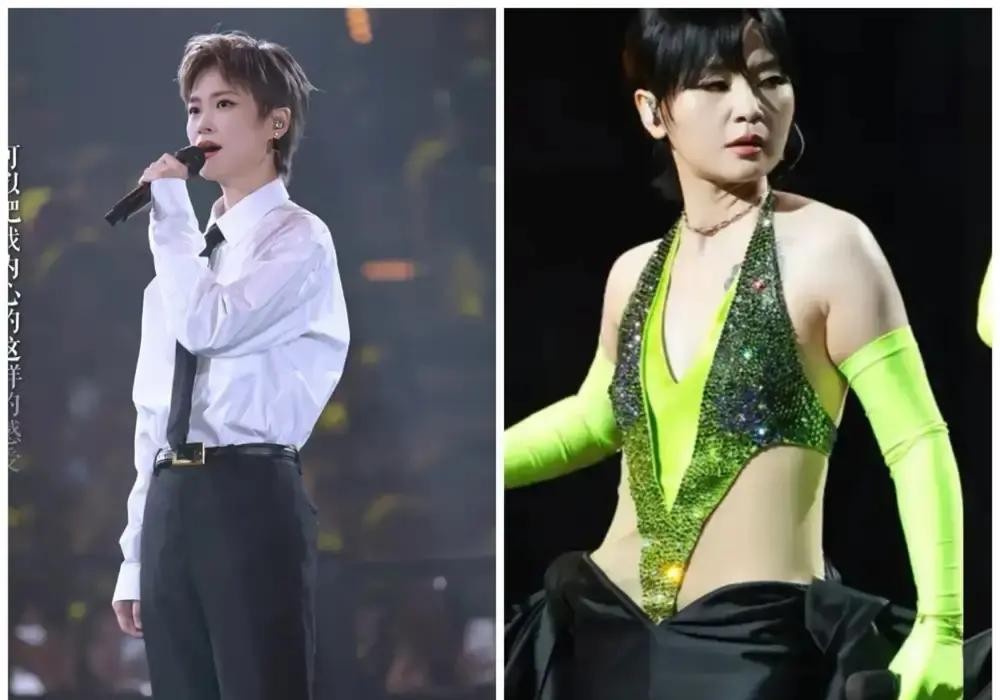周笔畅花了8万定制荧光绿礼服，上台半小时被骂上3个热搜。李宇春穿着300块白衬衫开唱，7个热搜全是夸。

这笔账算得清。不是钱的事。

2005年超女，两个人都是中性风出道。周笔畅戴着黑框眼镜，李宇春顶着刺猬头。当时观众觉得她俩一样酷。二十年后，李宇春还是那个李宇春，周笔畅换了7种风格。

中性风、
