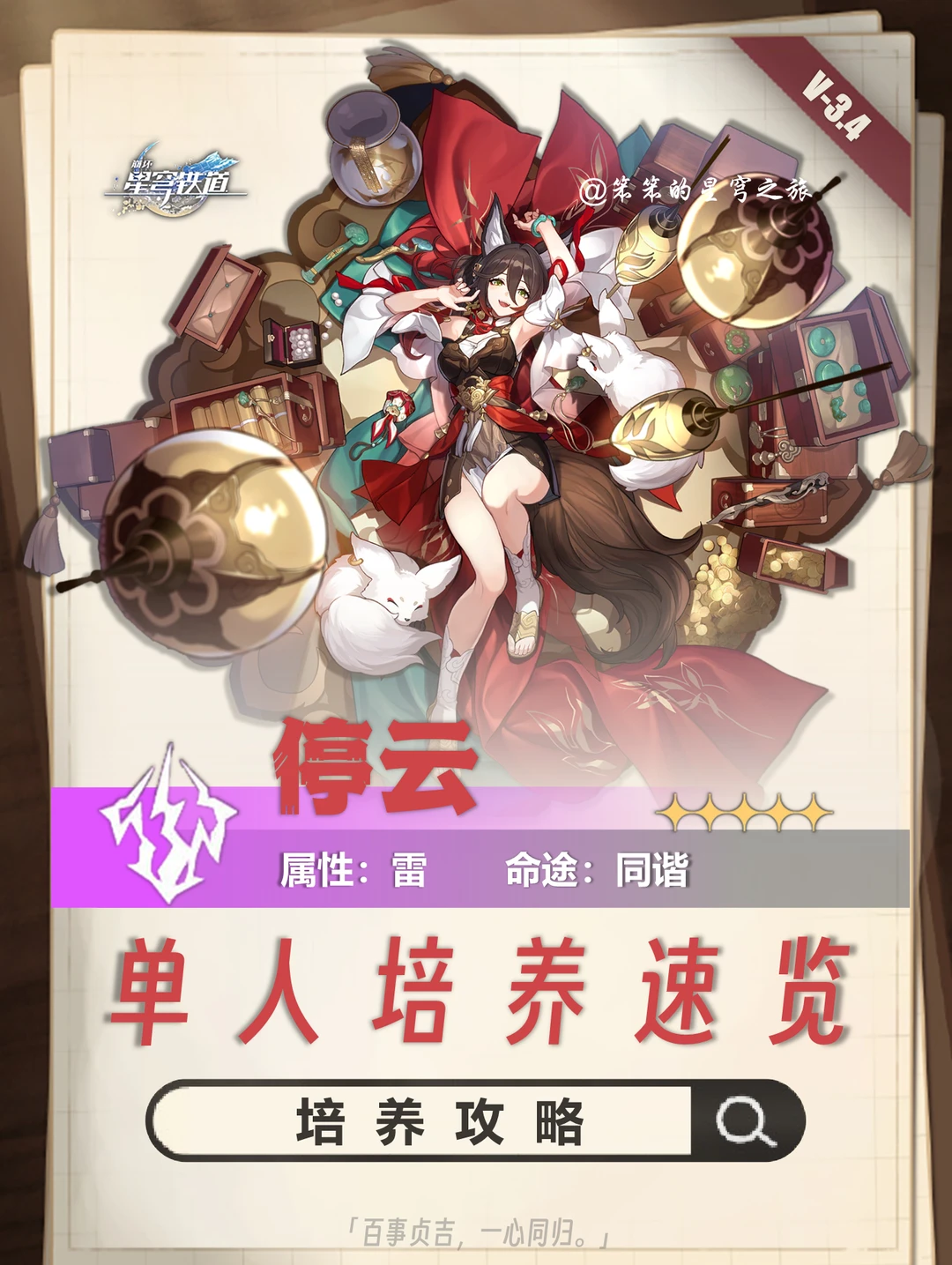 白厄最佳四星同谐辅助停云，萌新值得培养