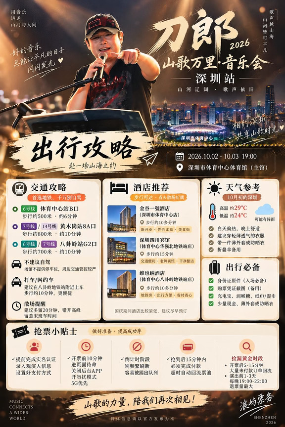 刀郎深圳站保姆级出行攻略，速看🔥