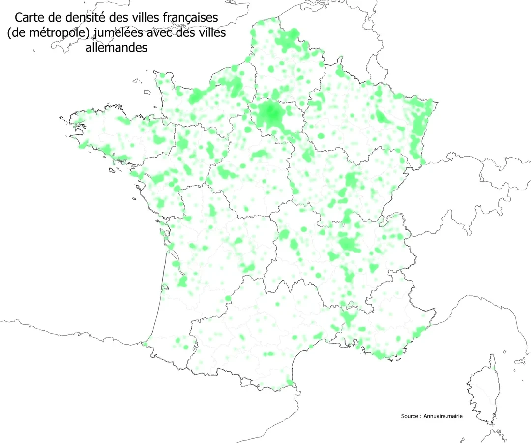 和德国结对为友好城市的法国City分布图