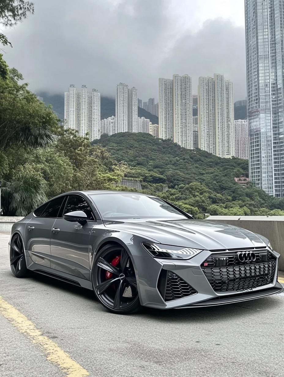 奥迪RS7黑武士，城市排面拉满！
纯黑的奥迪RS7往维港边一停，跟高楼大厦的背景完美融合，压迫感直接拉满。黑漆配上大轮毂，看着就不好惹。这种冷酷霸气的排面，越看越上头。大家觉得这背景配这车够不够帅？评论区聊聊。【来自懂车帝车友圈】