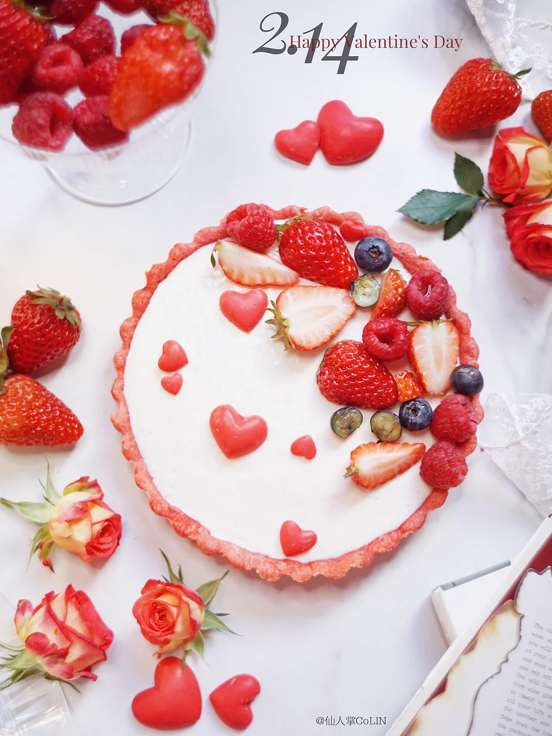 浪漫的法式情人节专属甜品🌹草莓酸奶挞