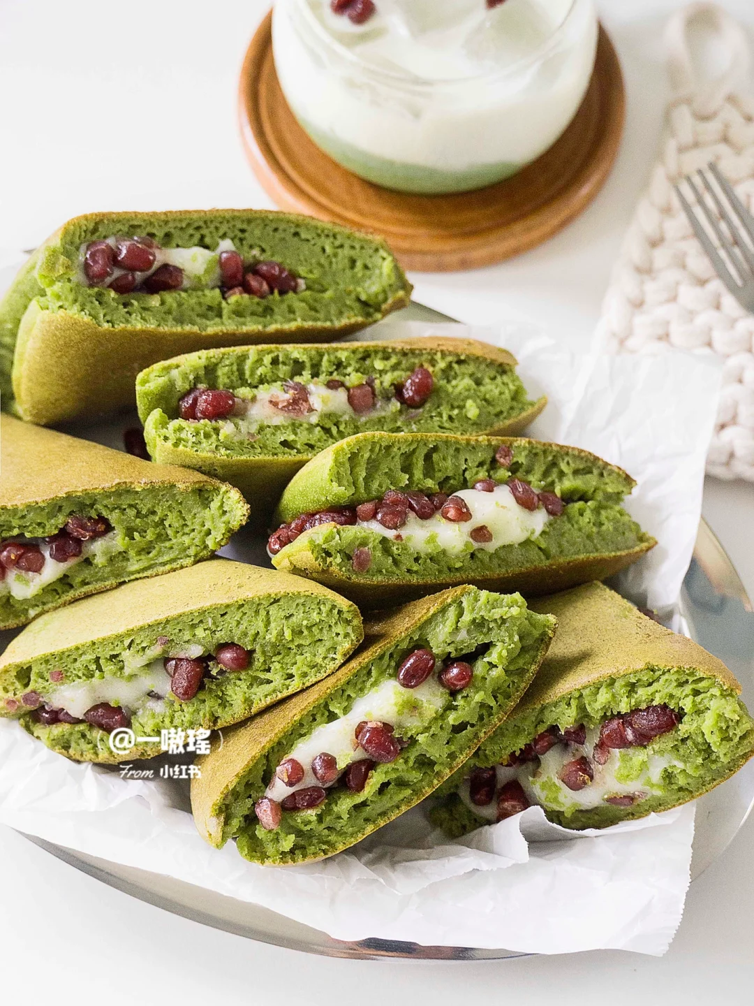 搅一搅平底锅就能做‼️抹茶麻薯红豆厚松饼🥞