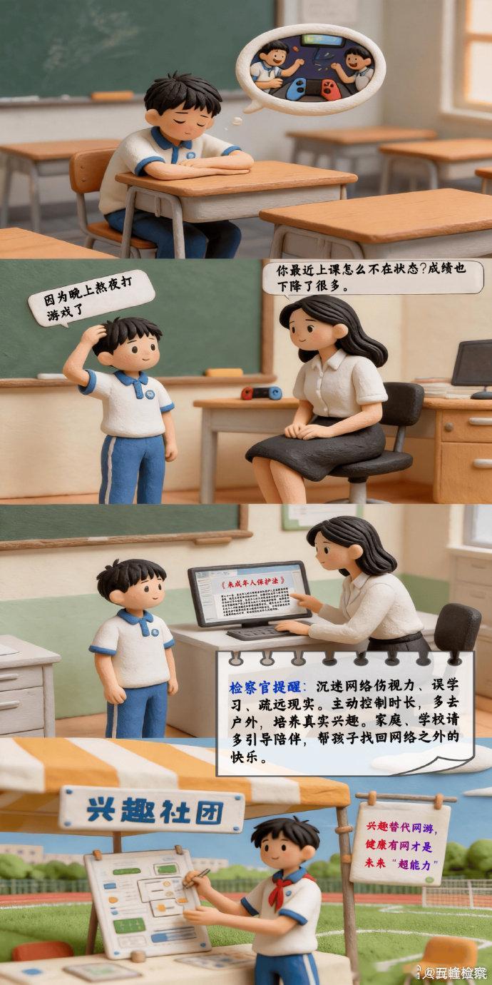 #法律[超话]##五检普法# 【开学季 | 检察官带你识别网络风险】小网民，注意啦！你以为安全的网络角落，可能藏着陷阱——沉迷风险、交友骗局、欺凌暗箭、红包套路……开学季，鄂州市鄂城区检察院用四格漫画，带你识破“网络陷阱”，安全成长！​​​