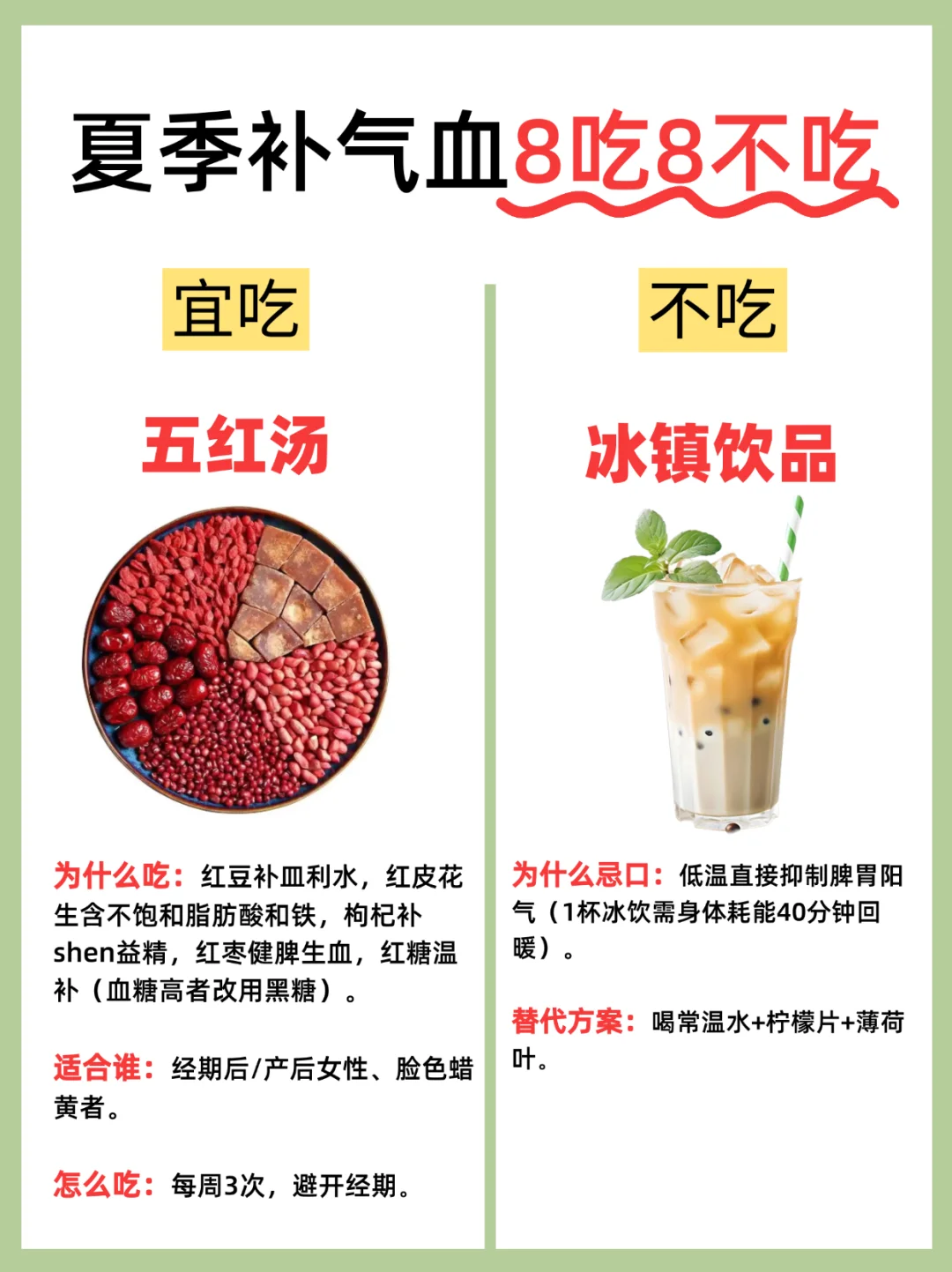 夏季补气血，8吃8不吃，集美们赶紧码住！