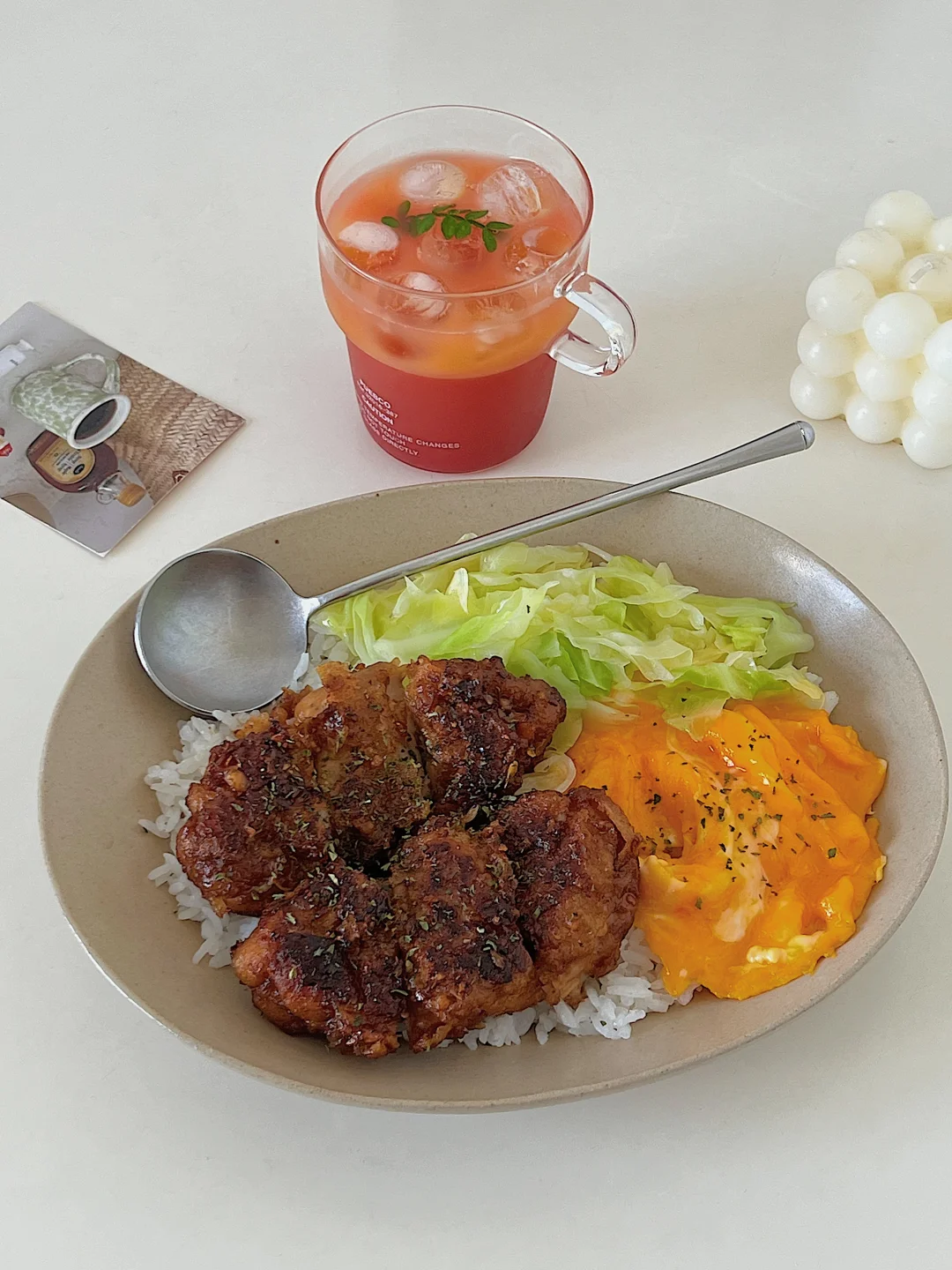 普通人的减脂餐|鸡腿肉滑蛋包菜盖饭🍱