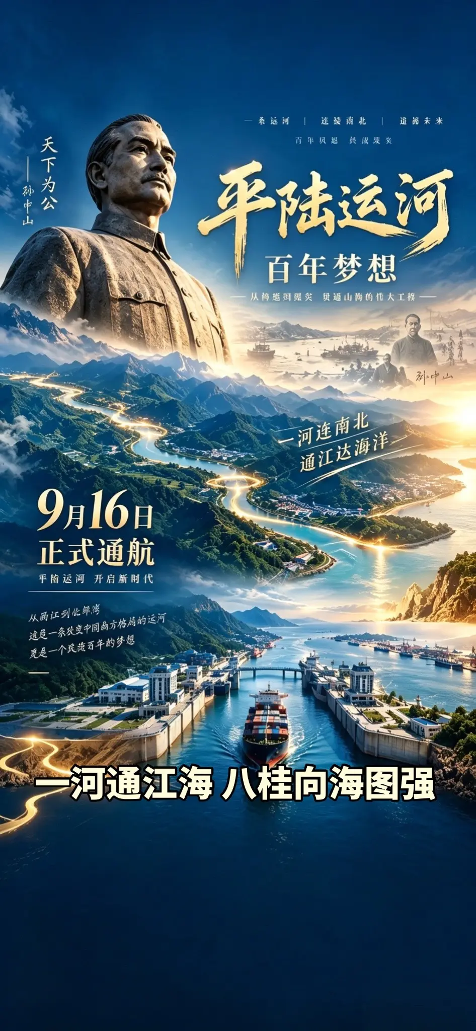 百年梦想成真！平路运河正式通航 为广西点赞👍历史见证中国的伟大 世纪工程平陆运河 北部湾