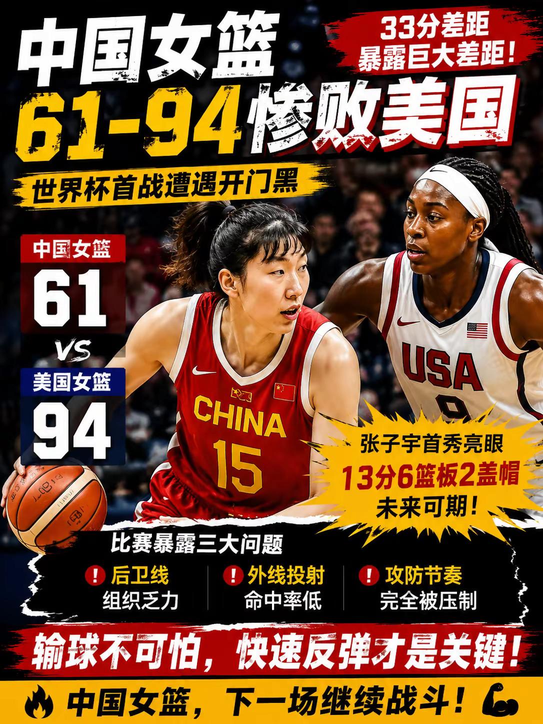 中国女篮 女篮世界杯 中国女篮vs美国女篮 中国女篮拼搏精神