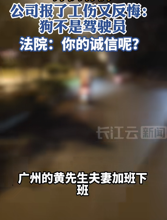 “玩不起别玩！”9月3日报道，广东广州，一对夫妻下班回家途中，一条流浪狗突然窜出撞上车子，两人不幸摔倒骨折，公司一开始主动申报工伤，转头又反悔，又起诉到法院，辩称狗不是驾驶员，不算交通事故！

事发当天，这对夫妻和往常一样，结束了一整天的工作，结伴骑电动车下班回家。日常通勤的熟悉路段，没有超速、没有