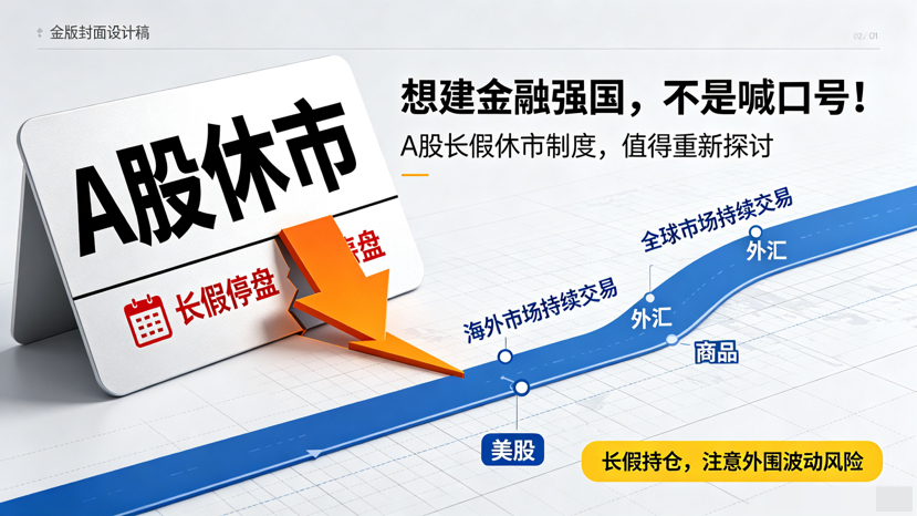 想建金融强国，不是喊口号！A股长假休市制度，确实该好好优化

很多人聊金融强国，一开口就是重磅政策、引入长线资金，关注点都放在宏观大方向上。但很少有人留意到一个基础交易规则——A股的长假休市安排。有多年炒股经验的老股民都深有体会，长假持仓，藏着不少难以规避的风险。想要真正和全球资本市场接轨，A股超长