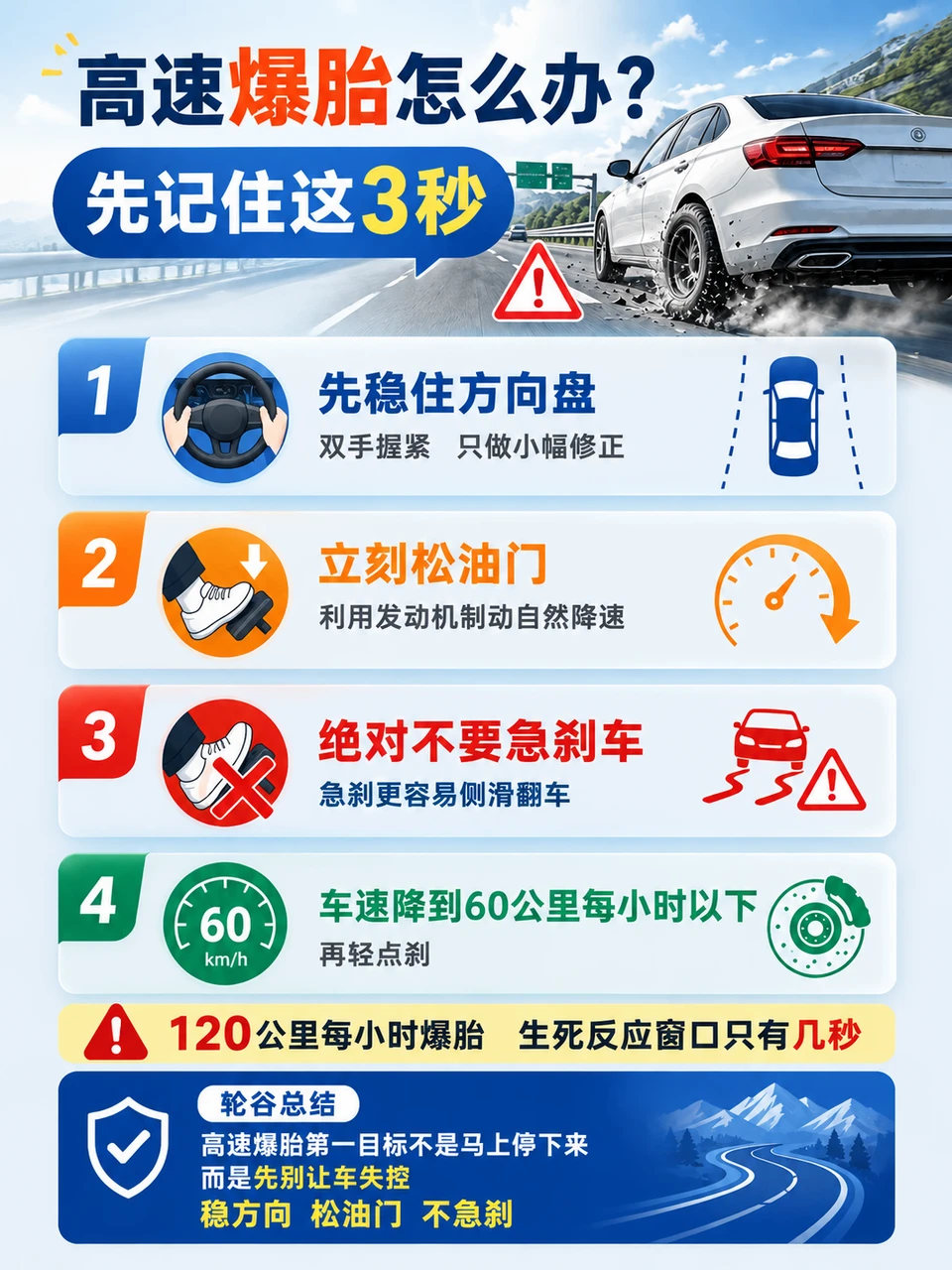 高速爆胎怎么办🚗
