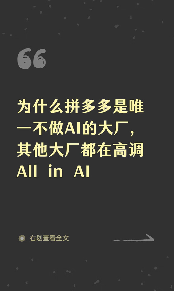 为什么拼多多是唯一不做AI的大厂