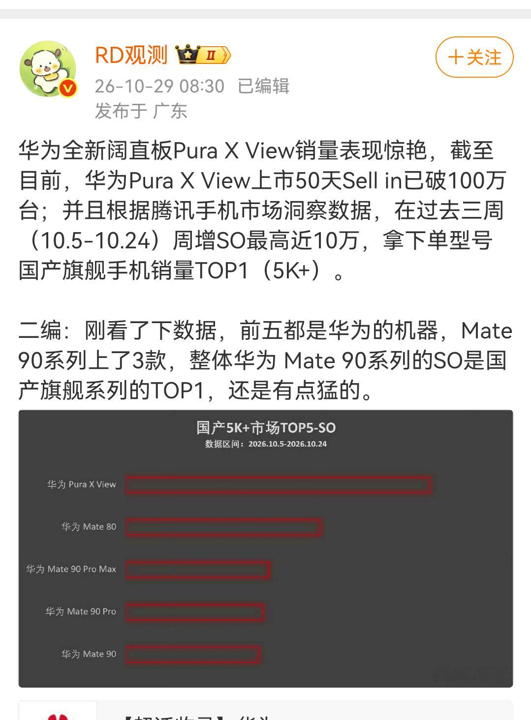 华为阔直板Pure X View上市50天销量就突破百万，可见这种阔屏手机是很受市场欢迎的。目前不少品牌都在跟进这种阔屏手机的立项研发。手机这一轮涨价，也给国内的手机市场泼了一盘冷水，很多人已经减弱了换机的热情，这个也体现了冷静思维回归，现在很多手机只要内存达到512G，用三四年都是没什么问题的 ​