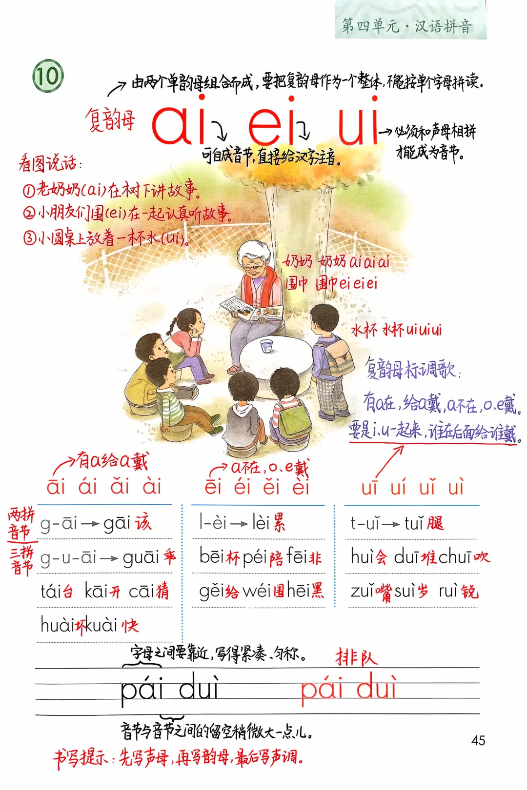 一年级上册语文｜《ai ei ui 》课堂笔记 延展