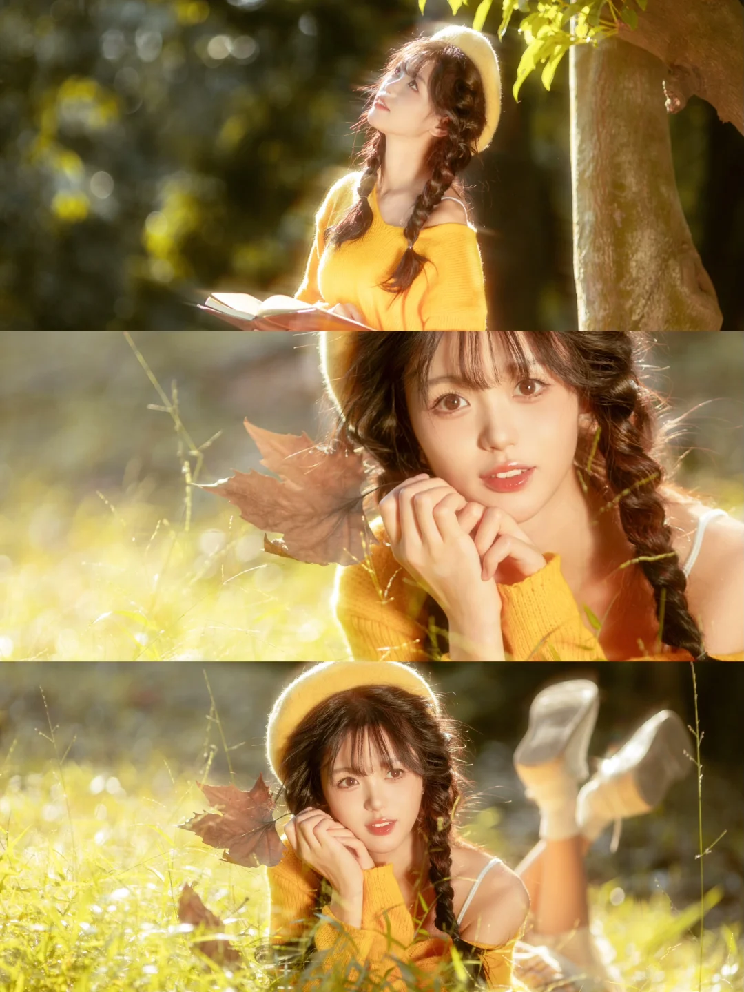 我的秋天是金色｜秋日森系清新甜美拍照姿势