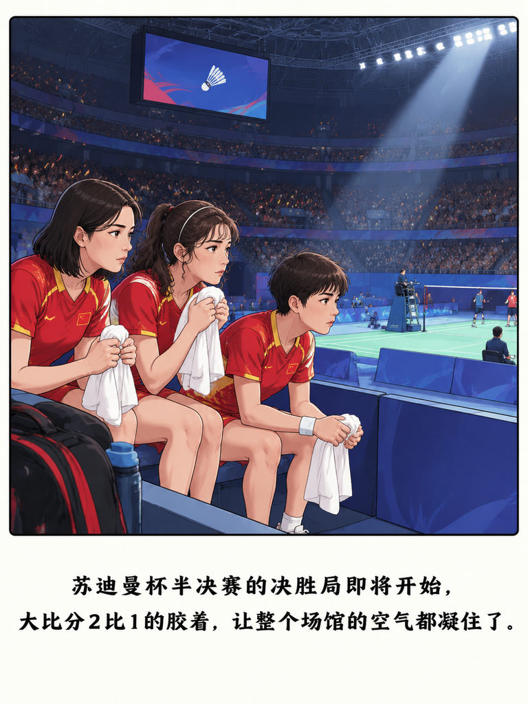 苏迪曼杯女团半决赛的生死局，国羽替补席的三单选手韩悦，攥皱的毛巾还沾着汗，突然就哭成了泪人她盯了整场的队友，刚从20比22的绝境里把赛点扳了回来。

没人注意到，她肩膀抖得厉害，连捏着战术板的教练都没察觉，一双温热的胳膊悄悄圈住了她紧绷的后背。

这不是输了的哭，是赢了之后压在她身上的千斤重突然松了