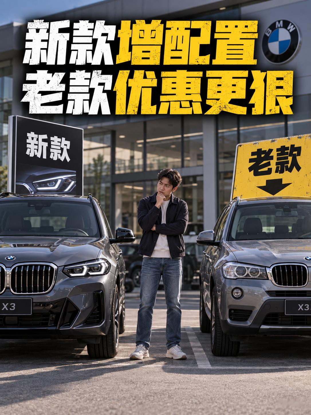 宝马X3新款增配老款优惠更扎心了？
2027款宝马X3指导价与上一年款保持一致，增加了座椅通风和后排加热。新款配置更全，老款现车却可能靠终端优惠拉开几万元差距。
一边是新配置，一边是真金白银，你会抄底哪台？【来自懂车帝车友圈】