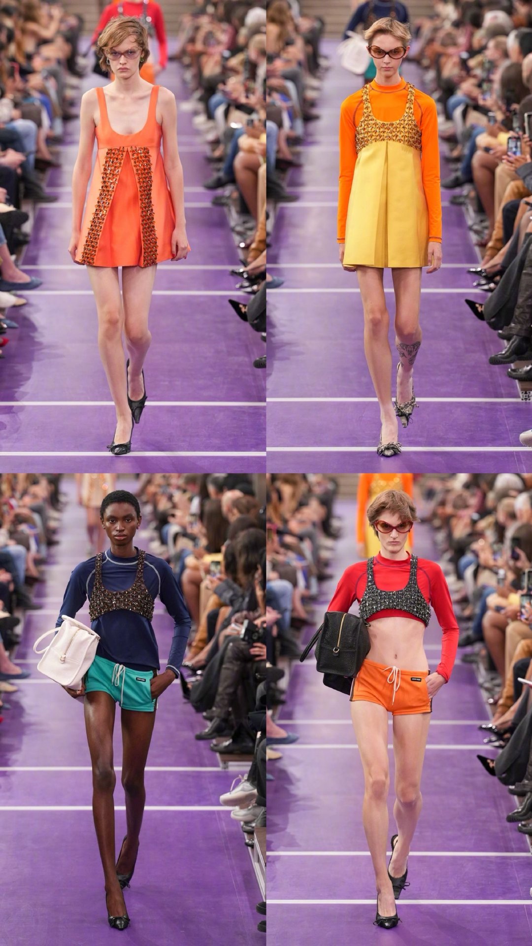#赵今麦李沁MiuMiu看秀造型#赵今麦、李沁出席Miu Miu 2027春夏系列时装秀，风格表达各有巧思。赵今麦身着黄色连衣裙搭配针织开衫，鲜活灵动的俏皮气质，和系列自带的少女感完美契合。李沁风衣墨镜搭配裙装内搭，利落从容，高智知性的气场与品牌兼具优雅与飒感的调性十分适配。 ​
