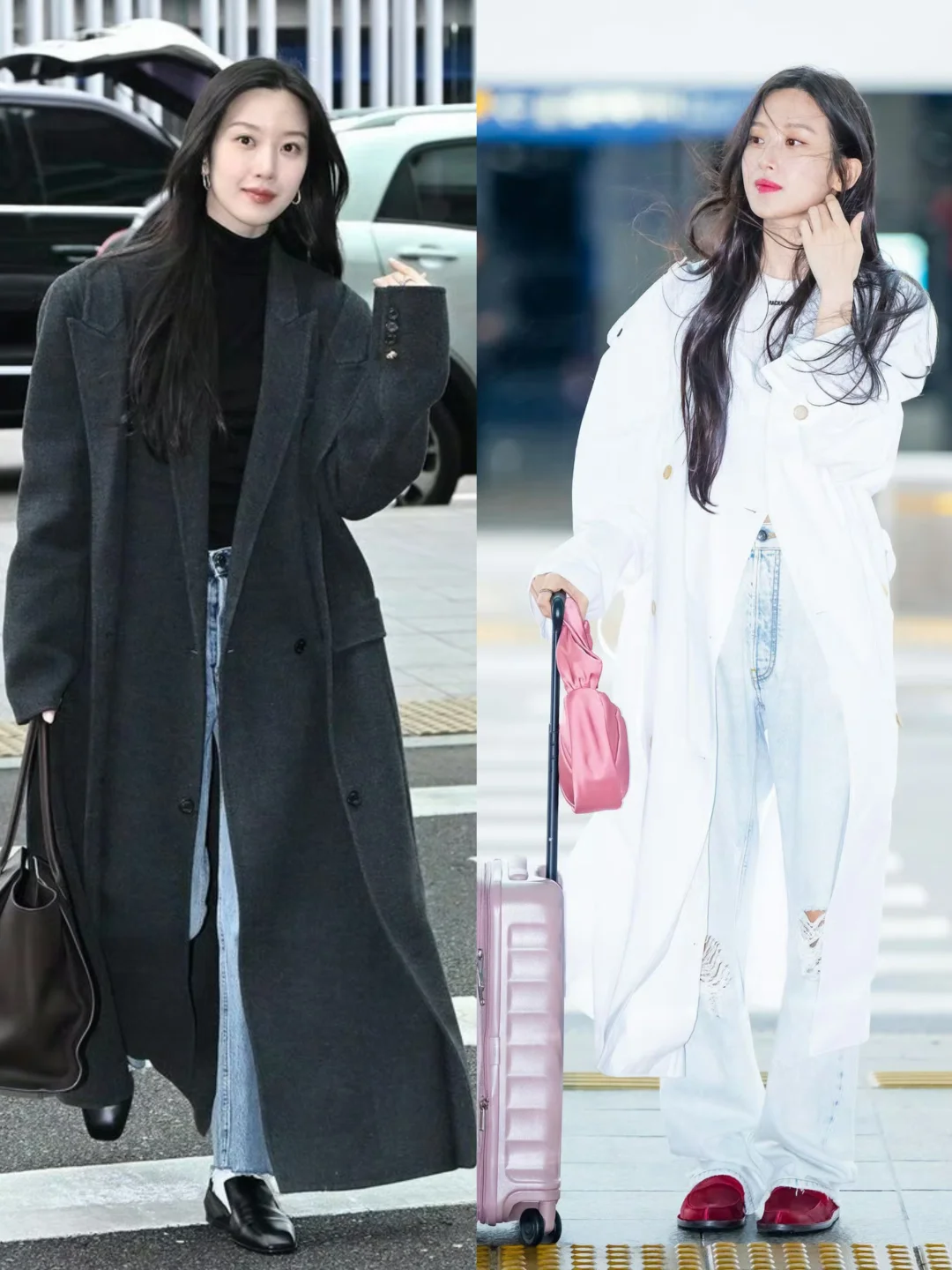 文佳煐两组大衣穿搭，姐这十年如一日的美貌