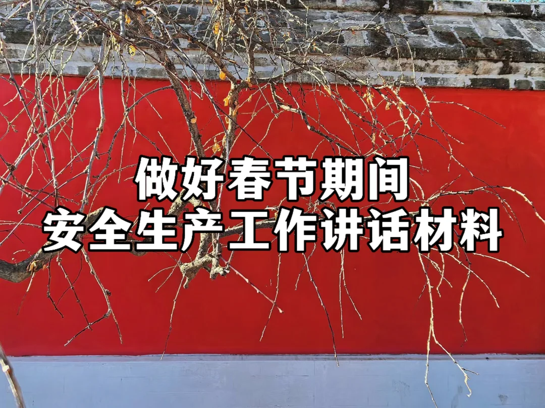 体制内：做好春节期间安全生产工作讲话材料