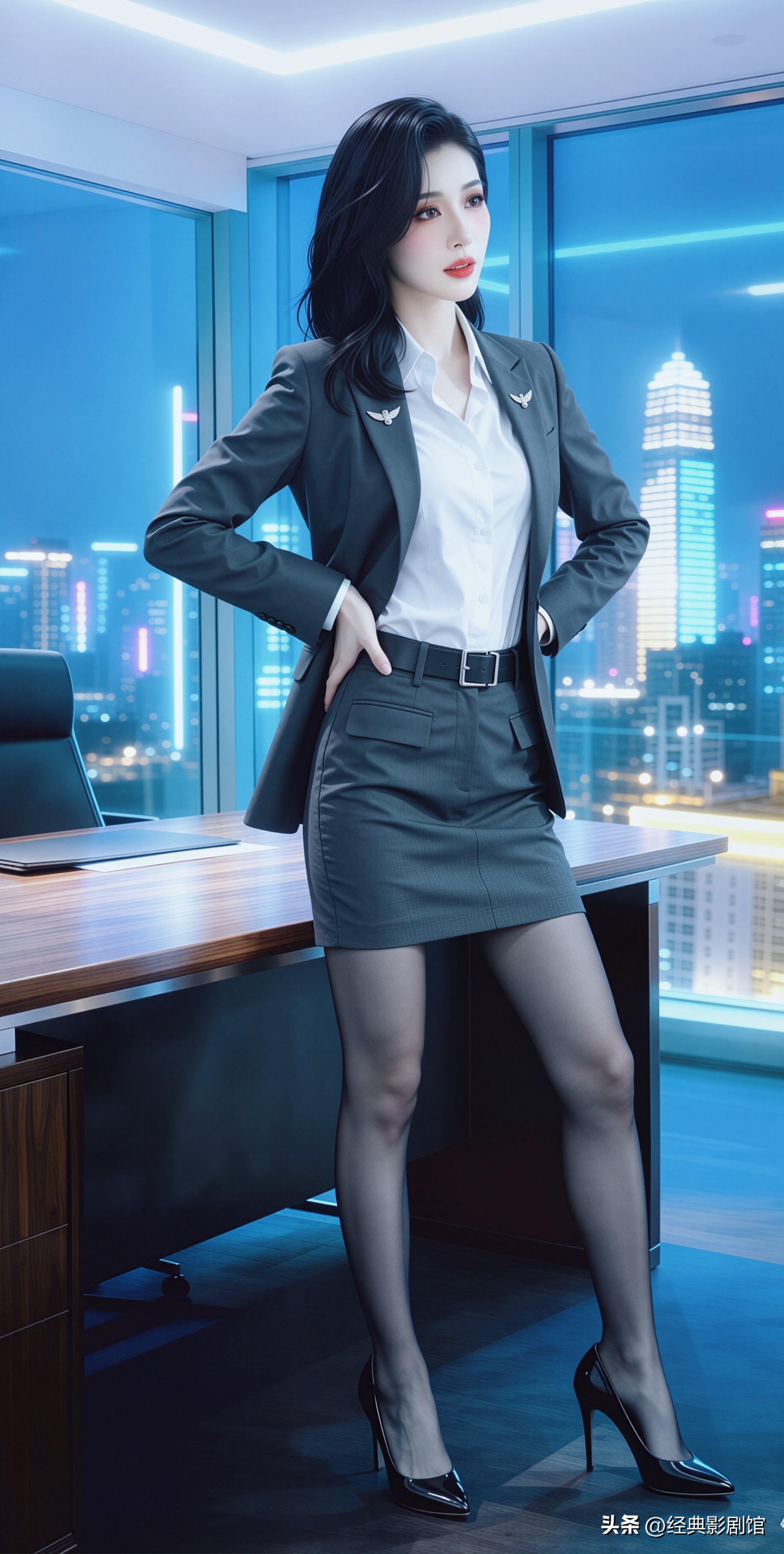 遇到这样漂亮的美女上司在你面前，你会紧张吗！时尚性感，气场全开