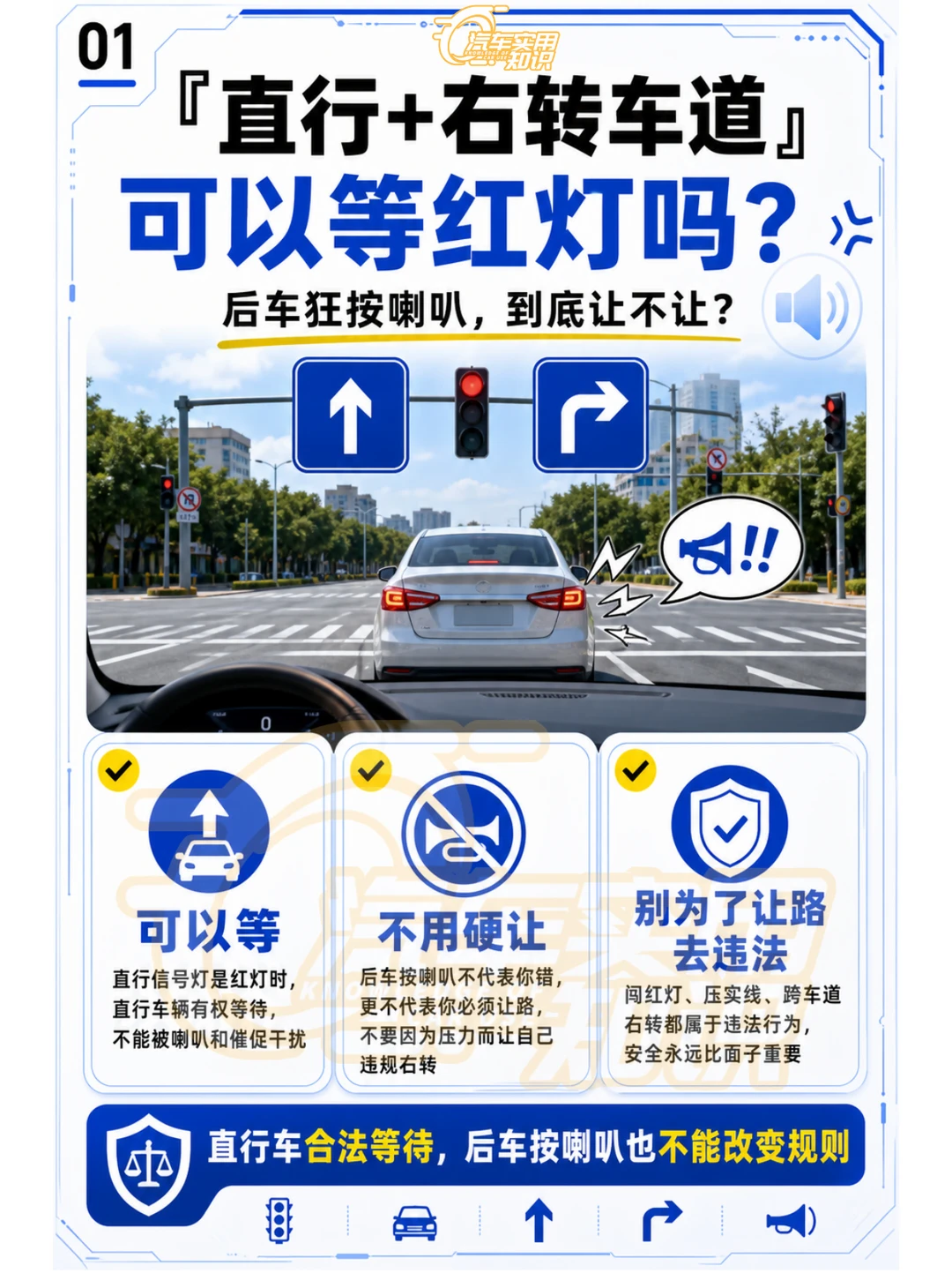 在直行右转车道等红灯被后车催促要让吗？