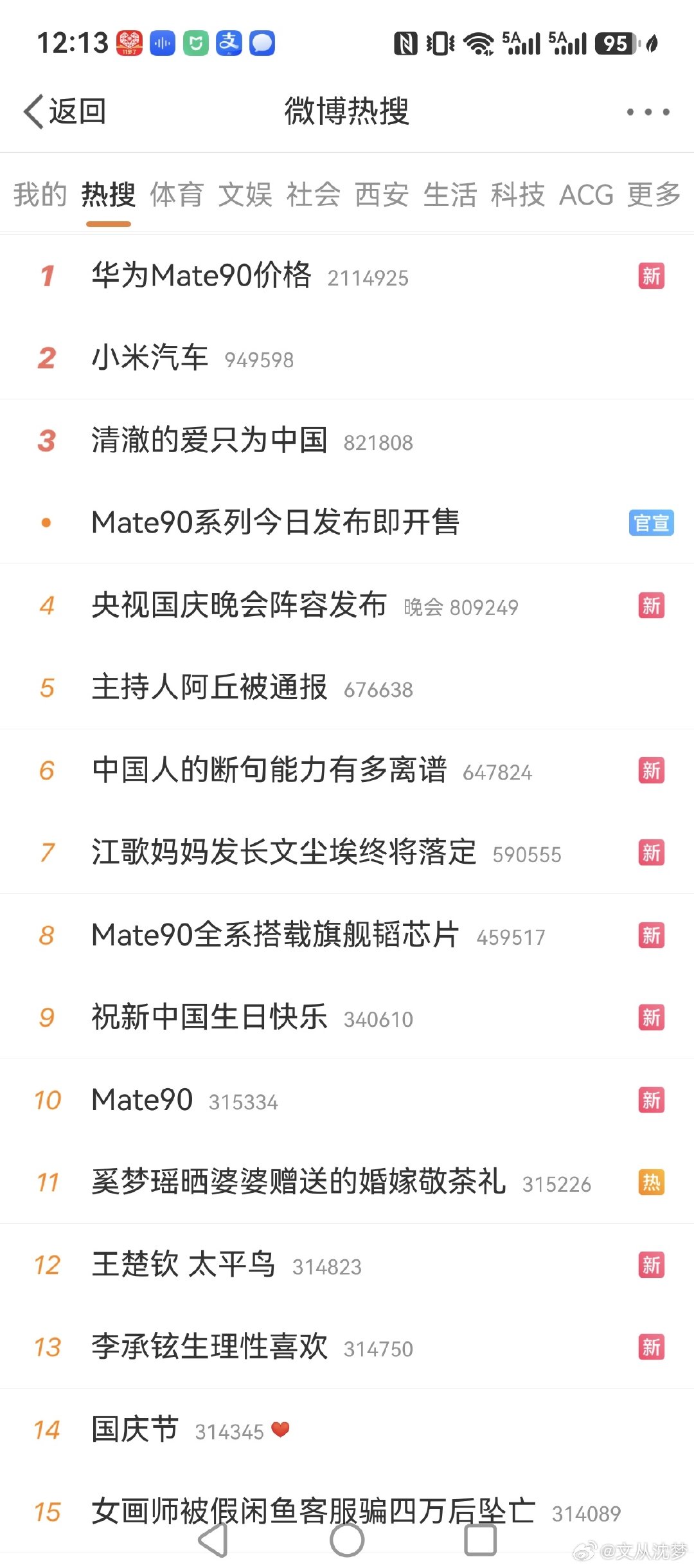 #华为Mate90价格#华为今天给微博的展示费给好几百万了吧！又是热搜第一的，又是巨大广告位！ ​