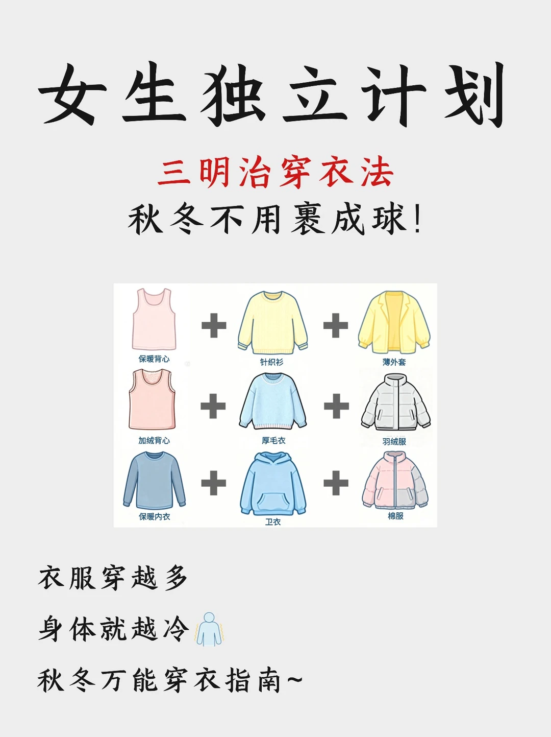 三明治穿衣法🔥冬天不用裹成球‼真的不冷