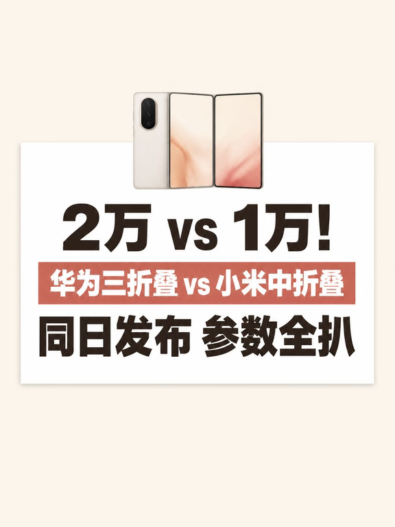 2万 vs 1万！华为三折叠 vs 小米中折叠介绍