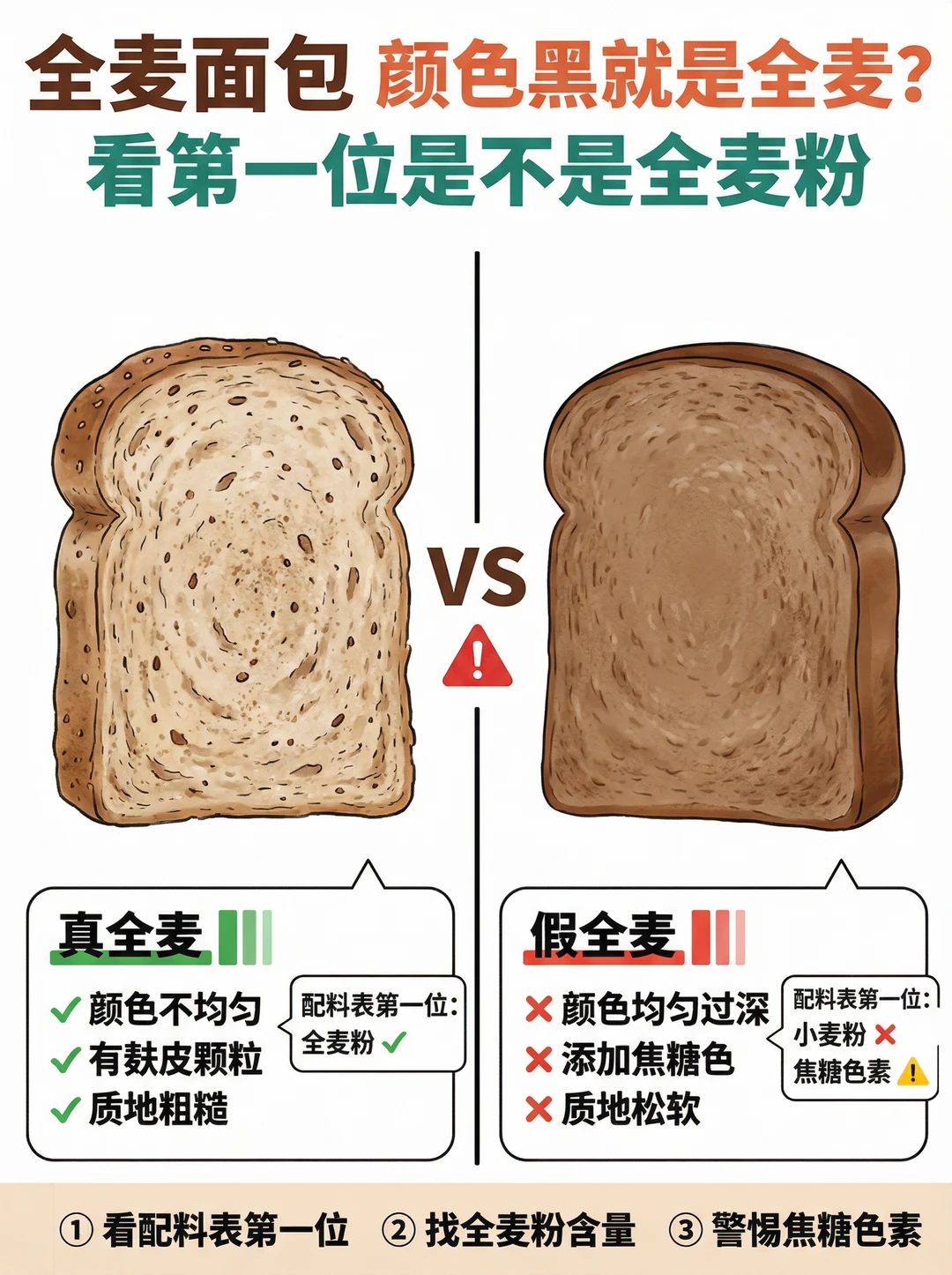 🔍减脂党必看！3秒辨别真假全麦