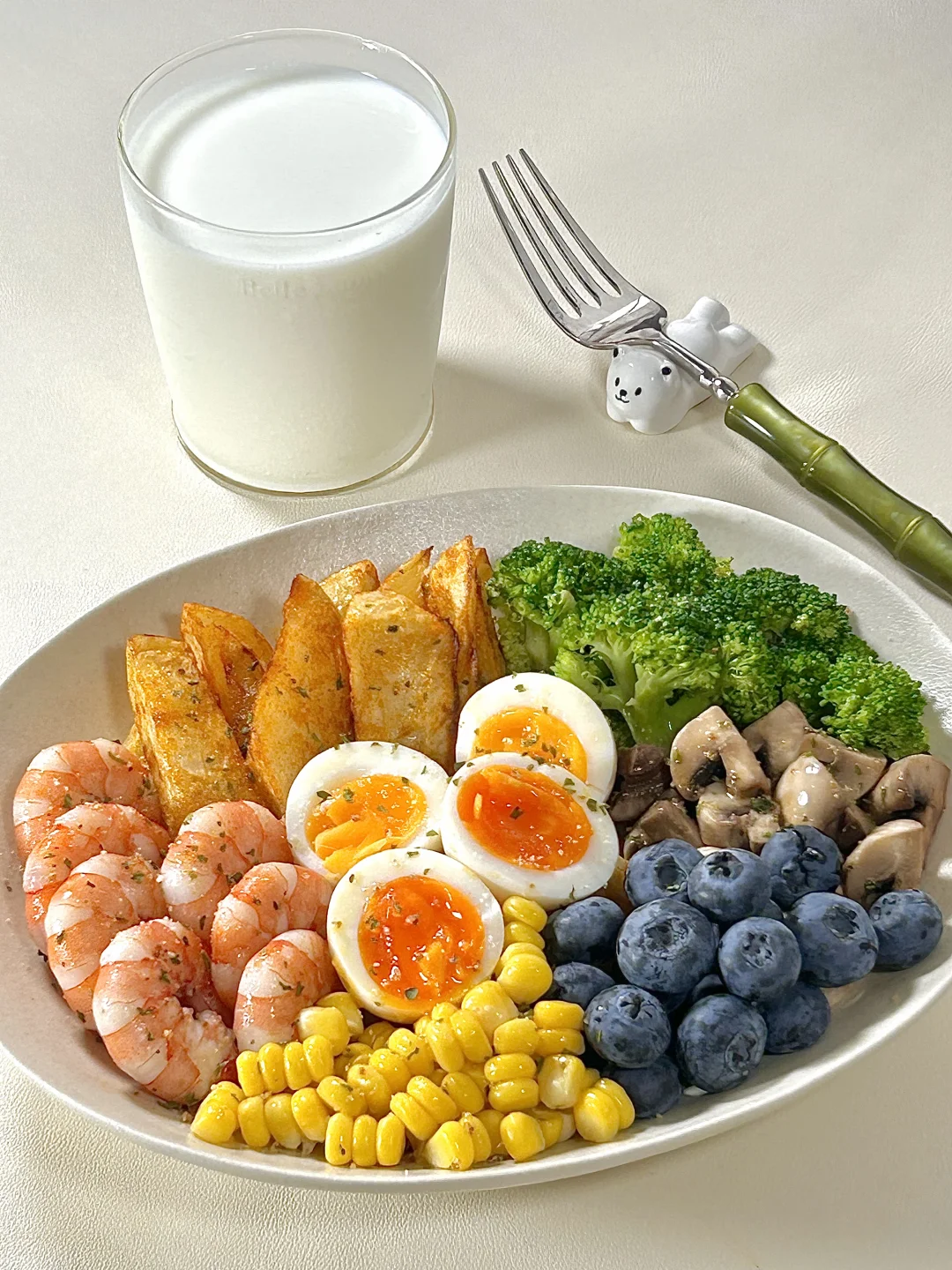 健康饮食 🍃烤土豆西兰花虾仁拼盘🍱