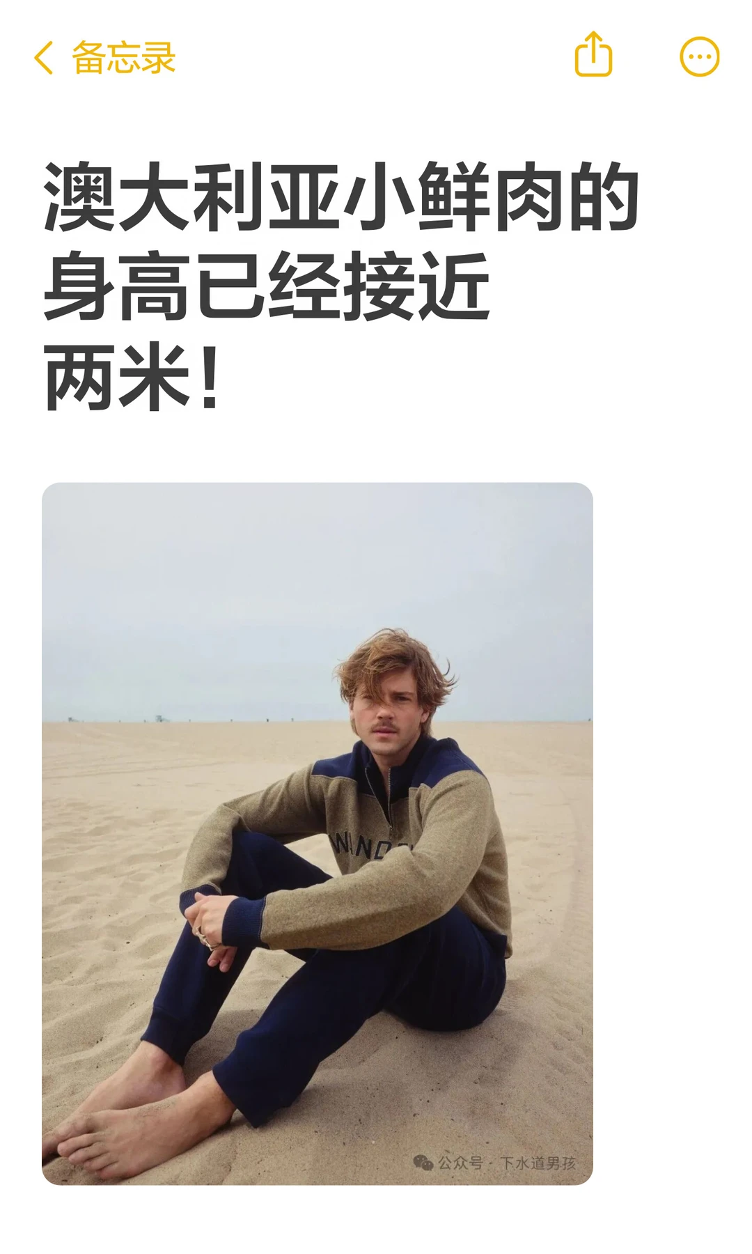 澳大利亚小鲜肉的身高已经接近两米！