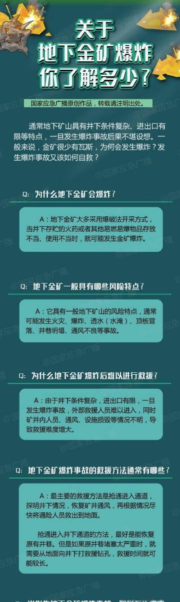 #蜀安之声# 【关于地下金矿爆炸，你了解多少？】#离职员工改价8元买走百克金条获刑# 钻空子的代价，从不便宜。井下作业也一样：图省事违章、瞒报隐患、心存侥幸，赌上的不是罚金，而是命。每一块黄金背后，都藏着地下金矿开采的高危风险——地下金矿爆炸，就是矿山生产中最致命的隐患之一。 通常地下矿 ​