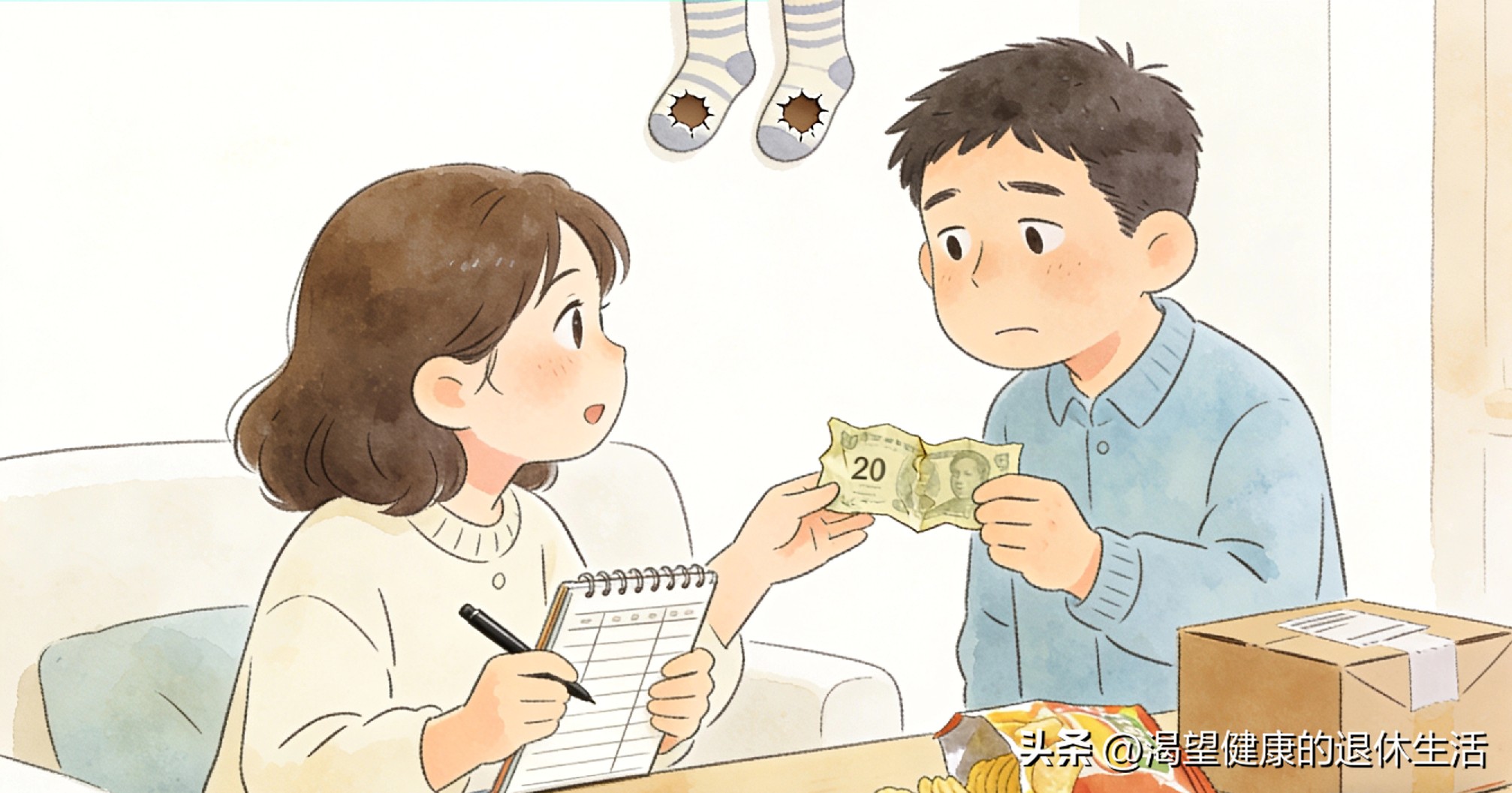 和老公实行AA制。他吃了我半包薯片，我记账：“欠薯片一包，折现五元。”...