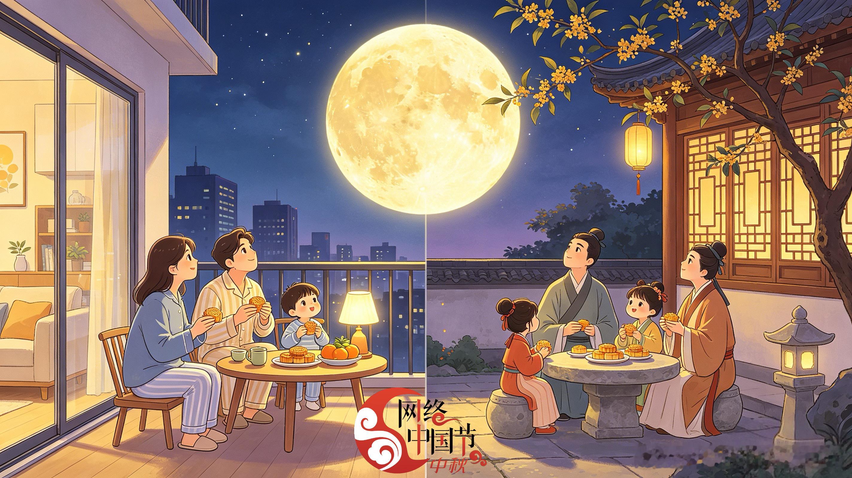 中秋团圆节 祝大家中秋快乐！今晚一起赏月吃月饼吧～网络中国节·中秋 ​​​