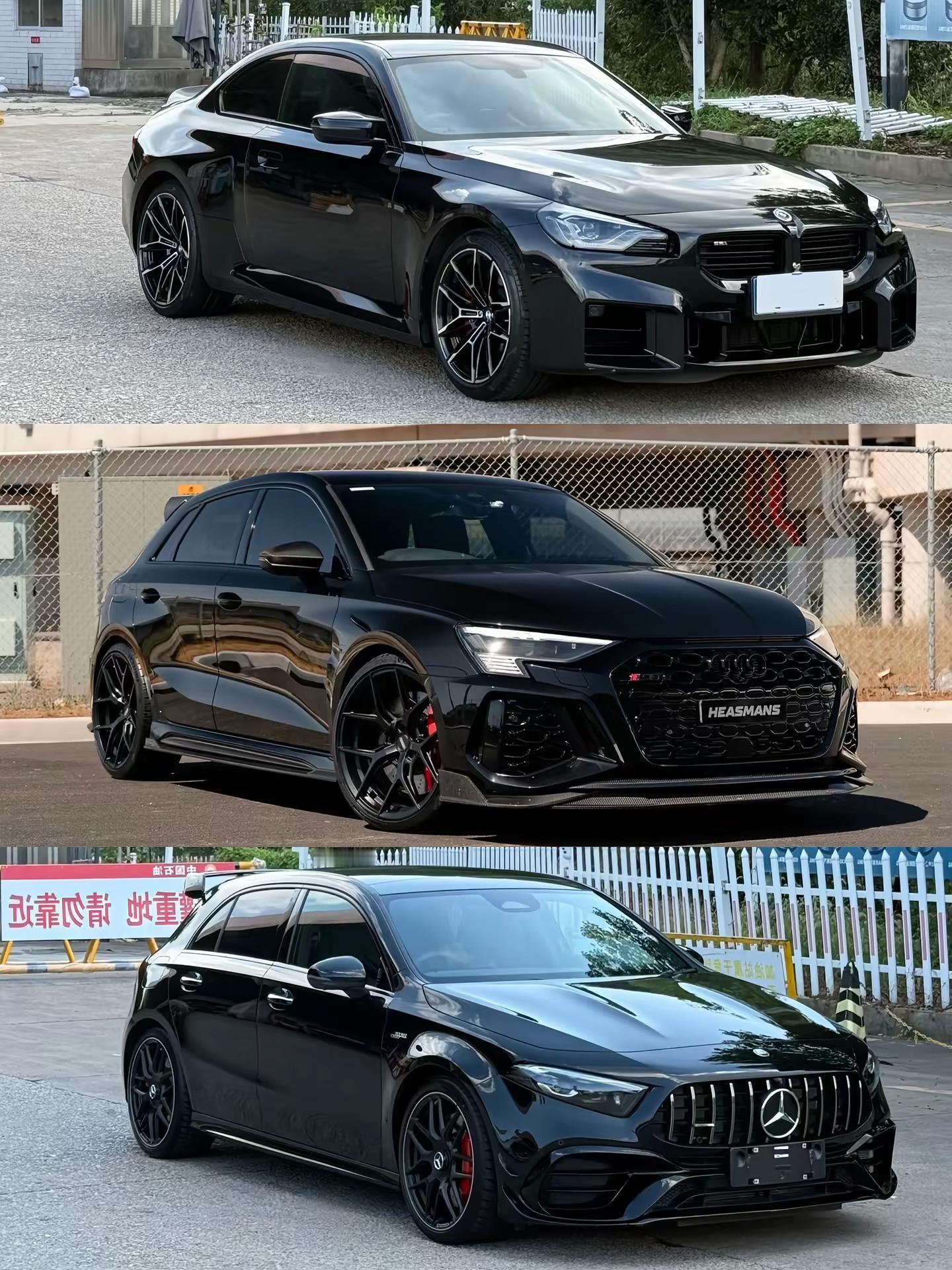三台性能小钢炮宝马M2、奥迪RS3、奔驰A45S。后驱、五缸、四驱，三台取向完全不一样。有人说M2才是玩乐天花板，有人偏爱RS3独一无二五缸声浪，也有人认准A45S地表最强2.0T 你心目中绝唱是哪一台？