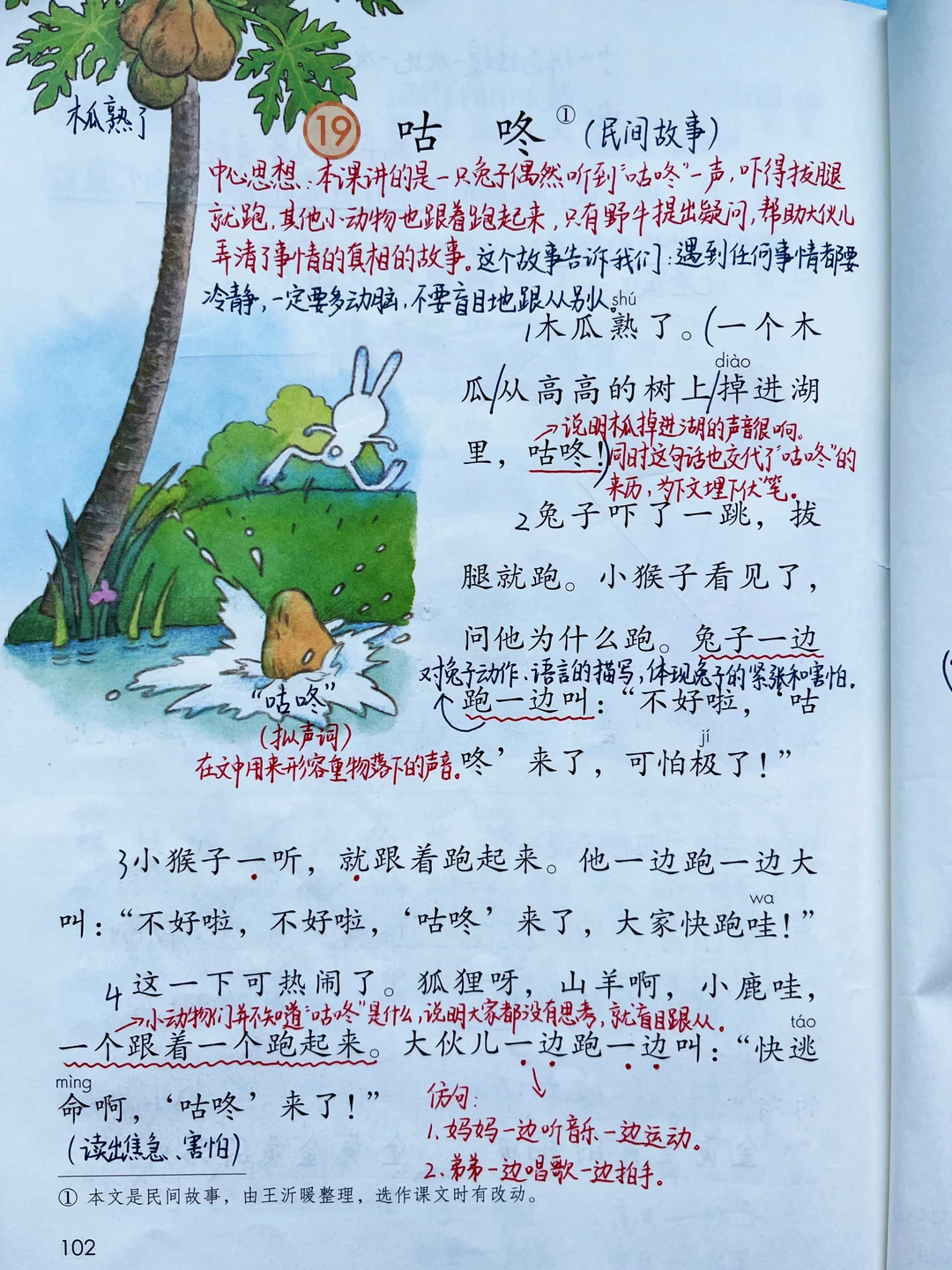 一年级下册语文｜19.《咕咚》课堂笔记及延展
