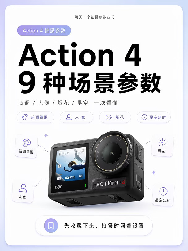 ✨用大疆Action4的存下吧，难找全了❗️
