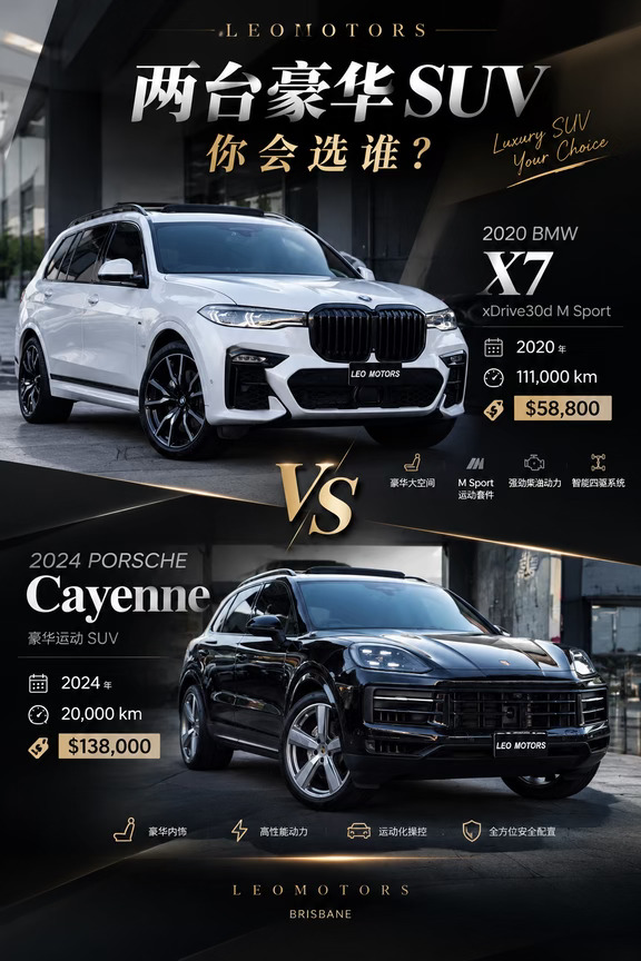 🚘宝马X7还是保时捷卡宴，你怎么选？