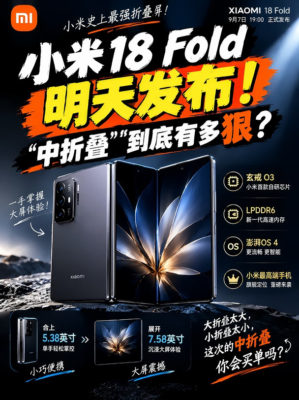小米18 Fold明天发布“中折叠”？