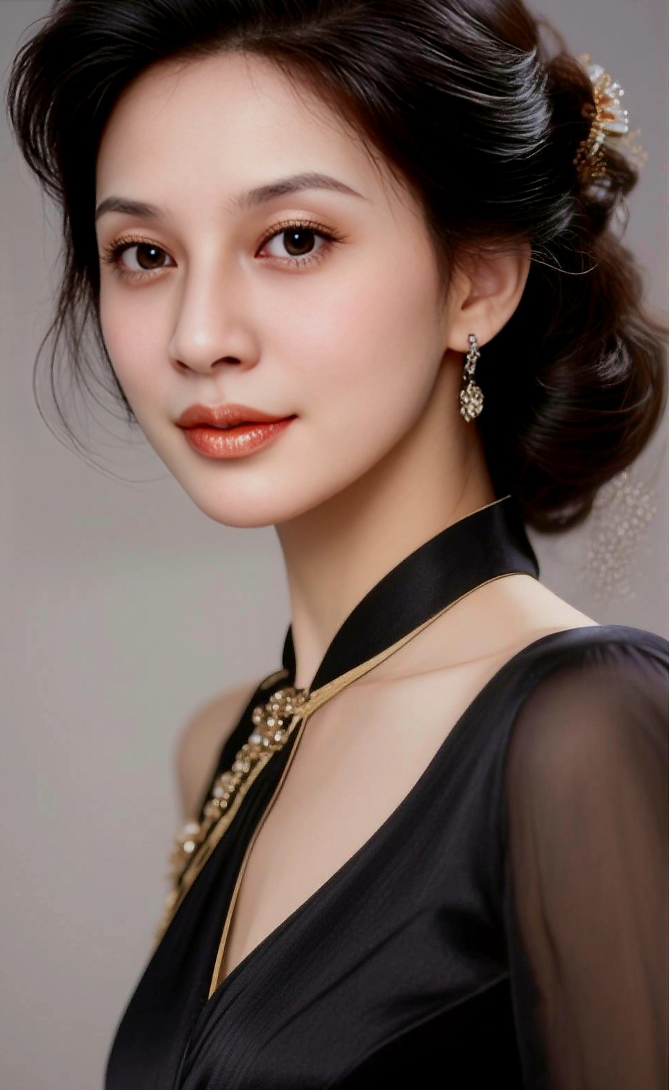 优雅黑裙，气质如兰，尽显东方美！