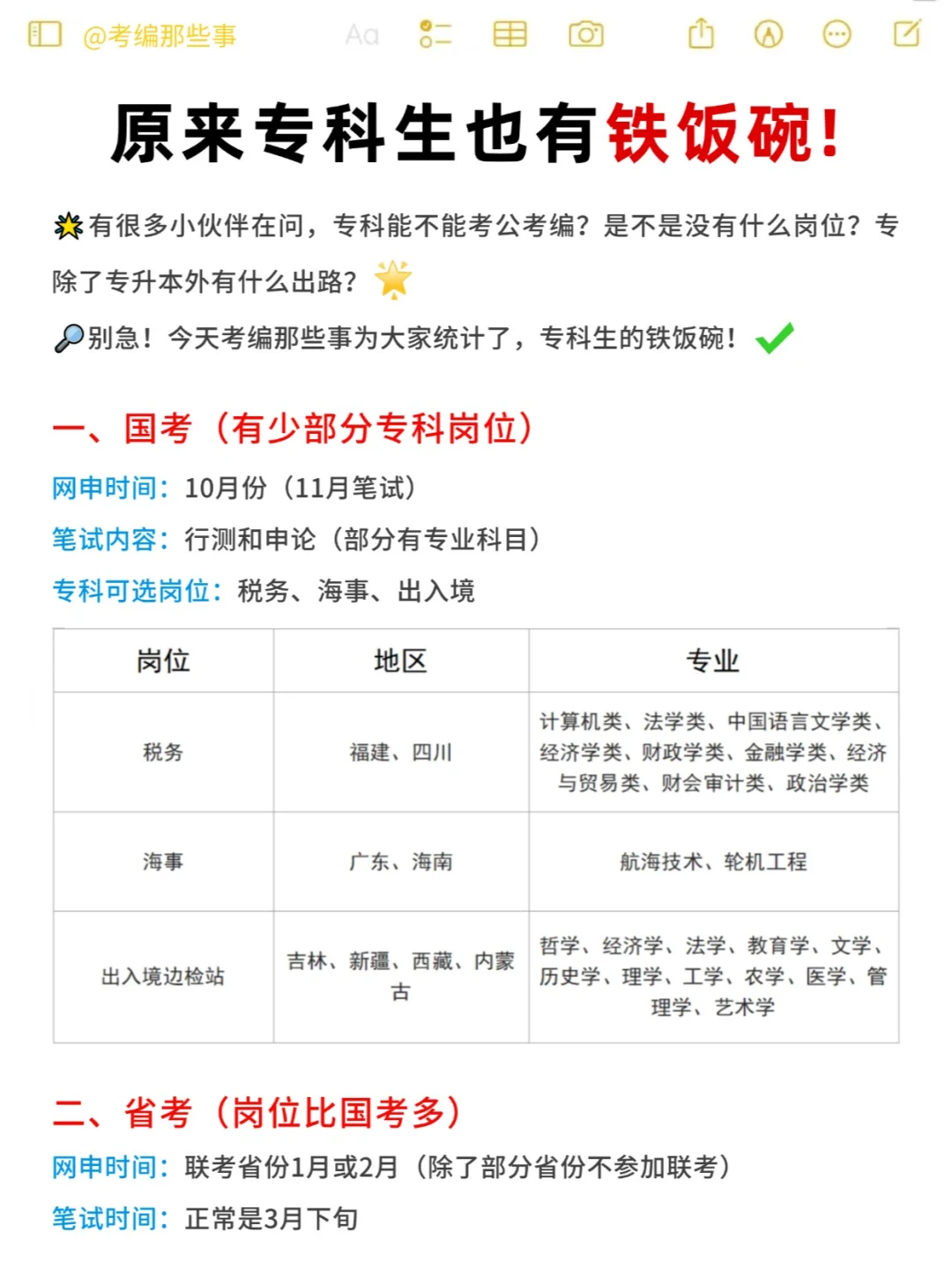 专科生的铁饭碗！